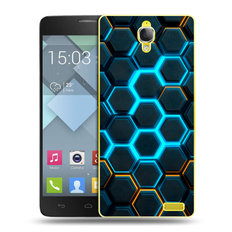 Пластиковый чехол на Alcatel One Touch Idol X с принтом Неоновые соты Пластиковый чехол на Alcatel One Touch Idol X с принтом Неоновые соты