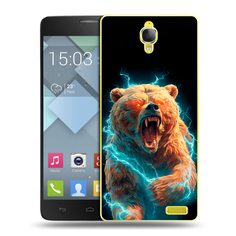 Пластиковый чехол на Alcatel One Touch Idol X с принтом Медведь Пластиковый чехол на Alcatel One Touch Idol X с принтом Медведь