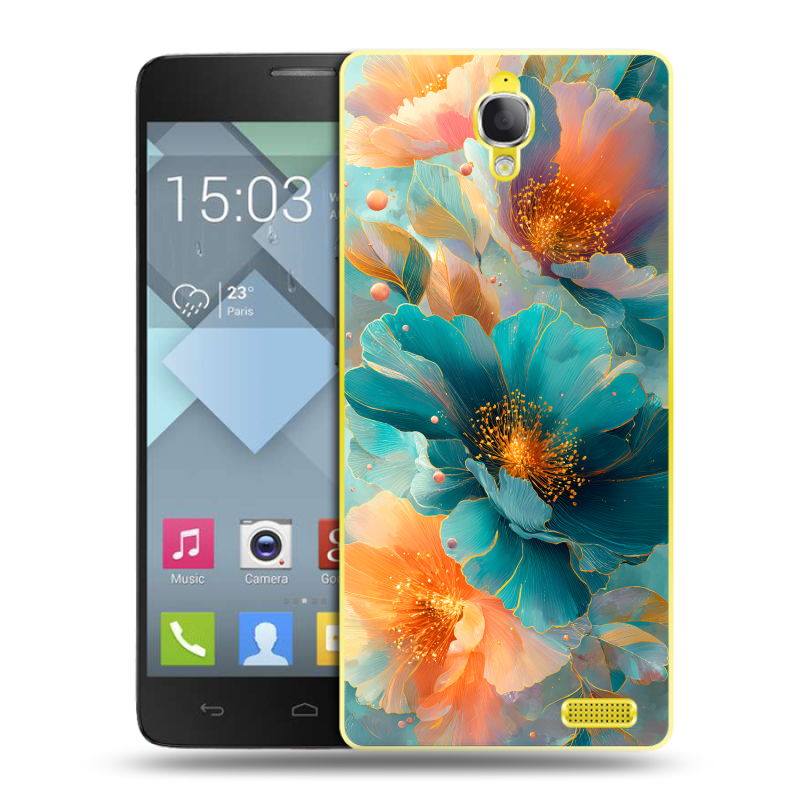 Пластиковый чехол на Alcatel One Touch Idol X с принтом Цветы Пластиковый чехол на Alcatel One Touch Idol X с принтом Цветы