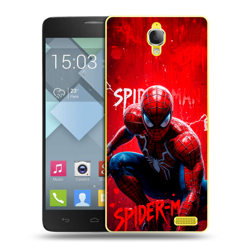 Пластиковый чехол на Alcatel One Touch Idol X с принтом Spiderman Человек паук Пластиковый чехол на Alcatel One Touch Idol X с принтом Spiderman Человек паук