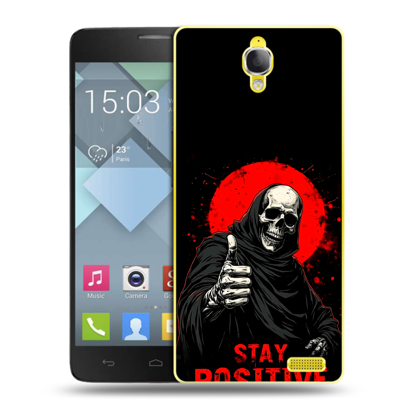 Пластиковый чехол на Alcatel One Touch Idol X с принтом смешной скелет Пластиковый чехол на Alcatel One Touch Idol X с принтом смешной скелет