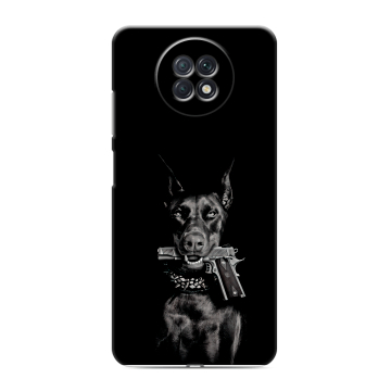 Силиконовый чехол на Xiaomi RedMi Note 9T с принтом Доберман и пистолет Силиконовый чехол на Xiaomi RedMi Note 9T с принтом Доберман и пистолет