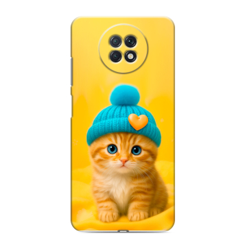 Силиконовый чехол на Xiaomi RedMi Note 9T с принтом Котенок в шапке Силиконовый чехол на Xiaomi RedMi Note 9T с принтом Котенок в шапке