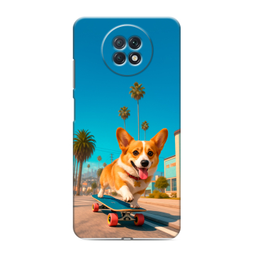 Силиконовый чехол на Xiaomi RedMi Note 9T с принтом Корги на скейте Силиконовый чехол на Xiaomi RedMi Note 9T с принтом Корги на скейте