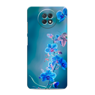 Силиконовый чехол на Xiaomi RedMi Note 9T с принтом Голубые цветы Силиконовый чехол на Xiaomi RedMi Note 9T с принтом Голубые цветы