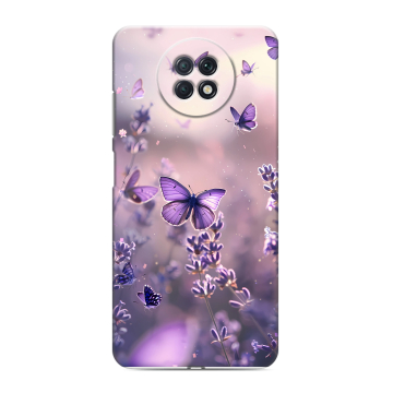 Силиконовый чехол на Xiaomi RedMi Note 9T с принтом бабочки и лаванда Силиконовый чехол на Xiaomi RedMi Note 9T с принтом бабочки и лаванда