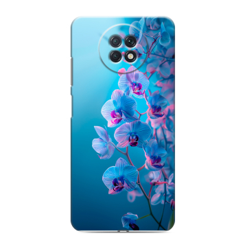 Силиконовый чехол на Xiaomi RedMi Note 9T с принтом голубые орхидеи Силиконовый чехол на Xiaomi RedMi Note 9T с принтом голубые орхидеи