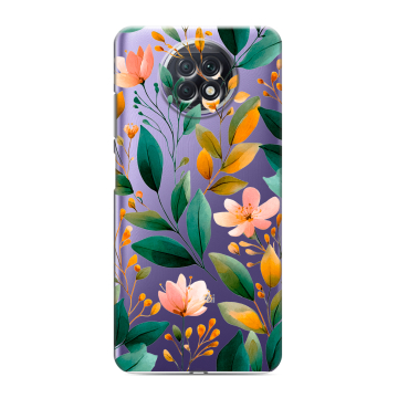 Силиконовый чехол на Xiaomi RedMi Note 9T с принтом Цветы паттерн Силиконовый чехол на Xiaomi RedMi Note 9T с принтом Цветы паттерн