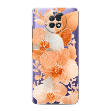 Силиконовый чехол на Xiaomi RedMi Note 9T с принтом Бежевые цветы Силиконовый чехол на Xiaomi RedMi Note 9T с принтом Бежевые цветы