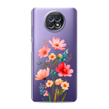 Силиконовый чехол на Xiaomi RedMi Note 9T с принтом Цветы Силиконовый чехол на Xiaomi RedMi Note 9T с принтом Цветы