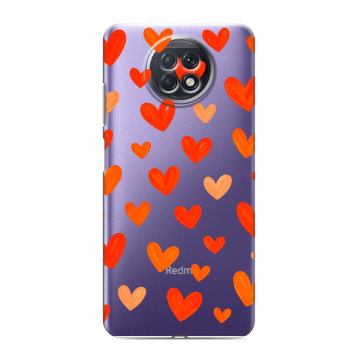 Силиконовый чехол на Xiaomi RedMi Note 9T с принтом Сердечки Силиконовый чехол на Xiaomi RedMi Note 9T с принтом Сердечки