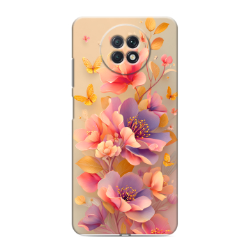 Силиконовый чехол на Xiaomi RedMi Note 9T с принтом Цветы и бабочки Силиконовый чехол на Xiaomi RedMi Note 9T с принтом Цветы и бабочки