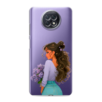 Силиконовый чехол на Xiaomi RedMi Note 9T с принтом девушка цветы Силиконовый чехол на Xiaomi RedMi Note 9T с принтом девушка цветы