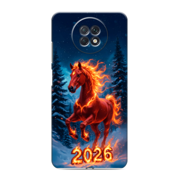 Силиконовый чехол на Xiaomi RedMi Note 9T с принтом Новый год коня Силиконовый чехол на Xiaomi RedMi Note 9T с принтом Новый год коня
