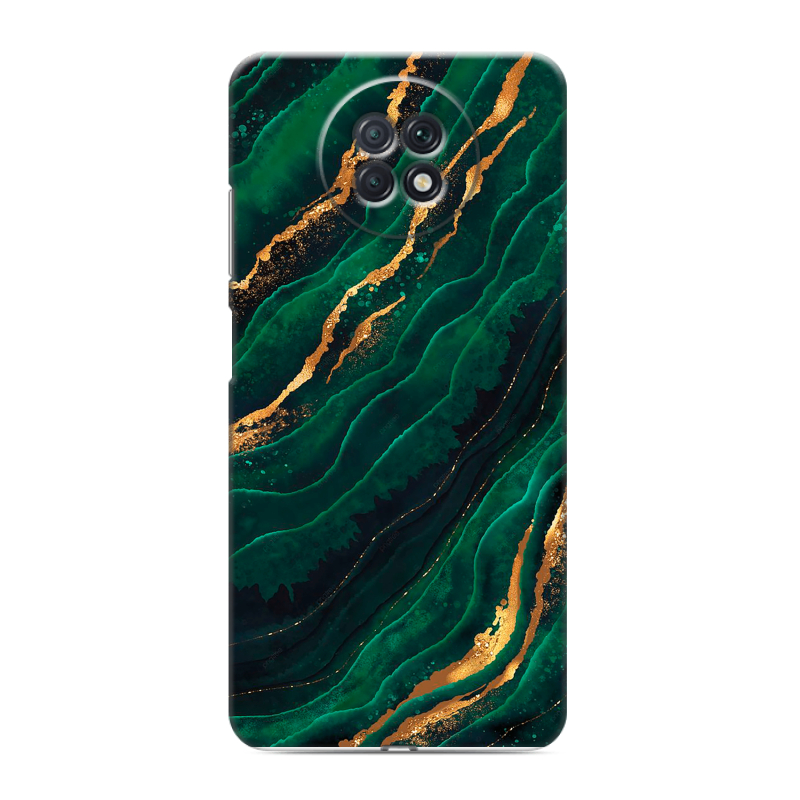 Силиконовый противоударный чехол на Xiaomi RedMi Note 9T с принтом Мрамор зеленое золото Силиконовый противоударный чехол на Xiaomi RedMi Note 9T с принтом Мрамор зеленое золото