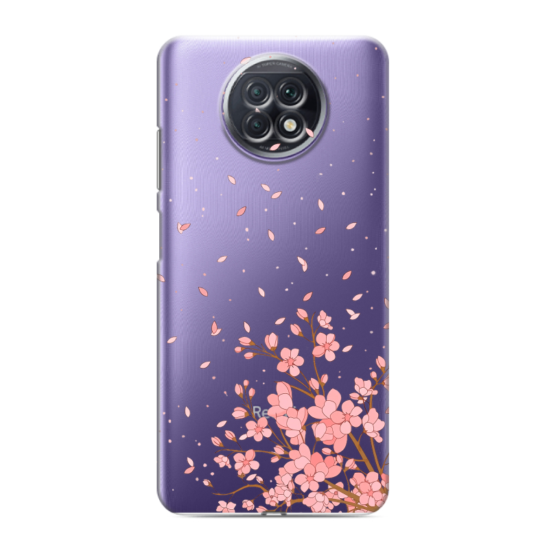 Силиконовый противоударный чехол на Xiaomi RedMi Note 9T с принтом Ветка сакуры Силиконовый противоударный чехол на Xiaomi RedMi Note 9T с принтом Ветка сакуры