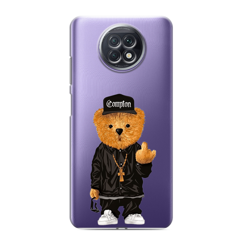 Силиконовый противоударный чехол на Xiaomi RedMi Note 9T с принтом Мишка Силиконовый противоударный чехол на Xiaomi RedMi Note 9T с принтом Мишка