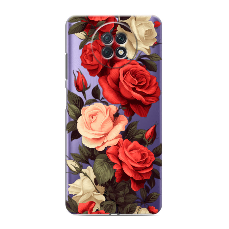 Силиконовый противоударный чехол на Xiaomi RedMi Note 9T с принтом Розы Силиконовый противоударный чехол на Xiaomi RedMi Note 9T с принтом Розы