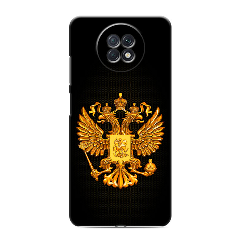 Пластиковый чехол на Xiaomi RedMi Note 9T с принтом Герб России желтый Пластиковый чехол на Xiaomi RedMi Note 9T с принтом Герб России желтый