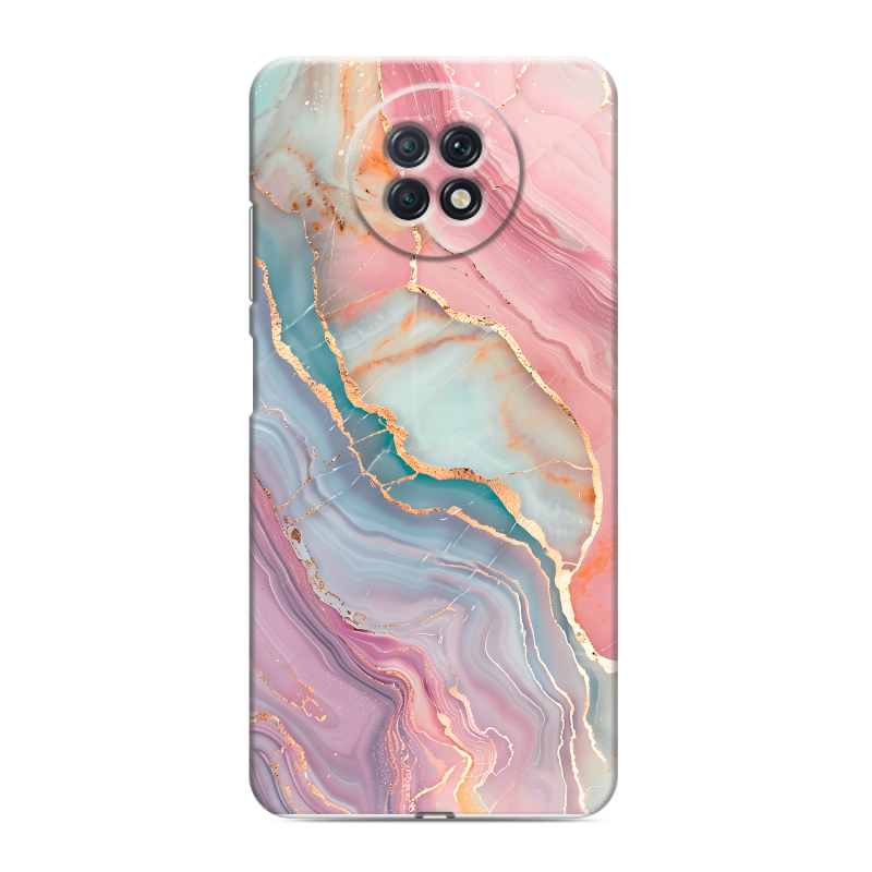 Силиконовый чехол на Xiaomi RedMi Note 9T с принтом розовый мрамор Силиконовый чехол на Xiaomi RedMi Note 9T с принтом розовый мрамор