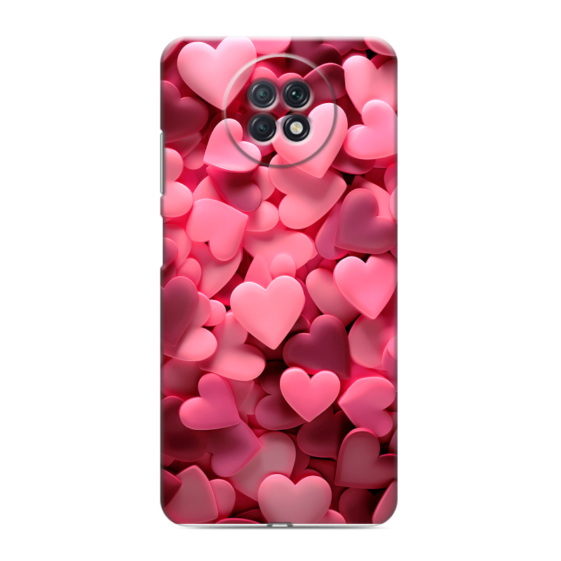 Силиконовый противоударный чехол на Xiaomi RedMi Note 9T с принтом розовые сердечки Силиконовый противоударный чехол на Xiaomi RedMi Note 9T с принтом розовые сердечки