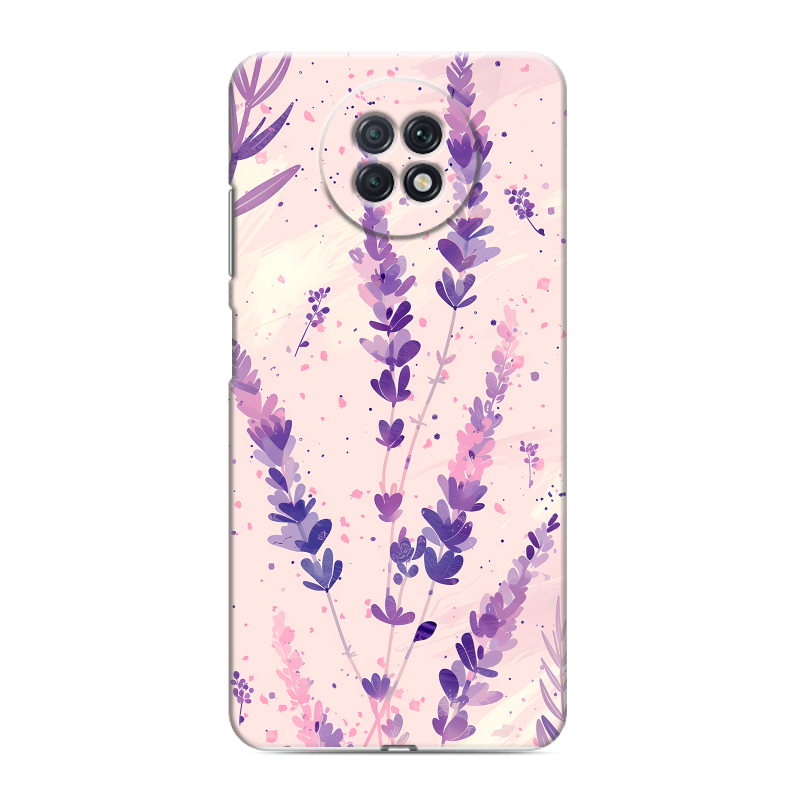 Силиконовый чехол на Xiaomi RedMi Note 9T с принтом цветы лаванда Силиконовый чехол на Xiaomi RedMi Note 9T с принтом цветы лаванда