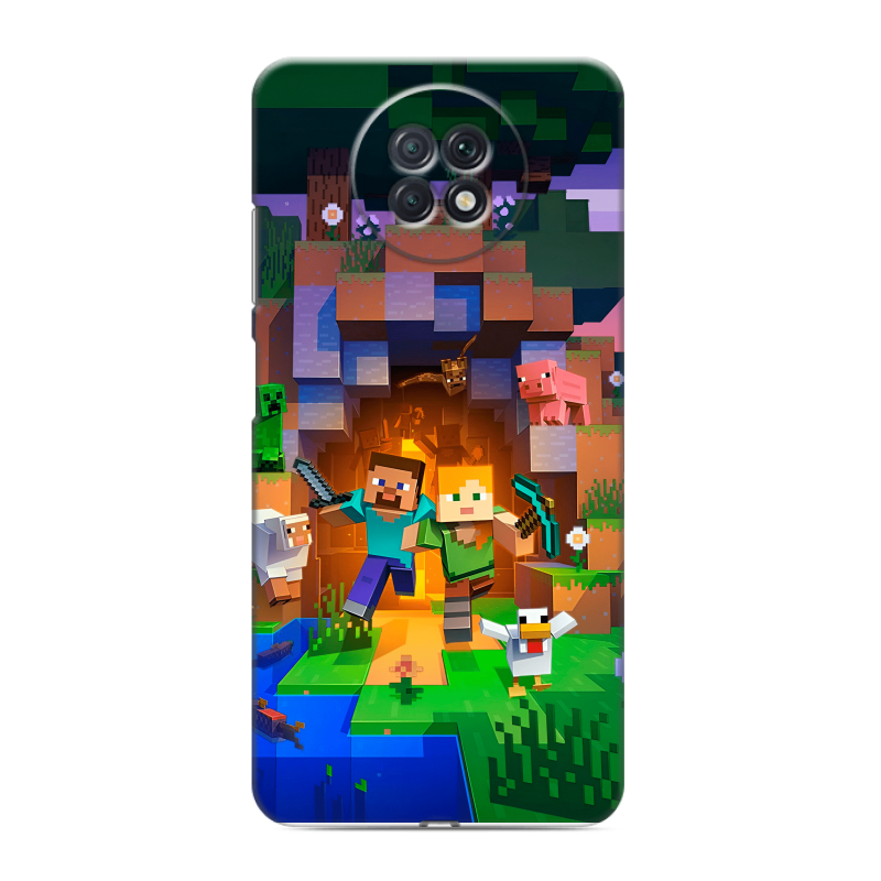 Силиконовый чехол на Xiaomi RedMi Note 9T с принтом Майнкрафт Minecraft Силиконовый чехол на Xiaomi RedMi Note 9T с принтом Майнкрафт Minecraft