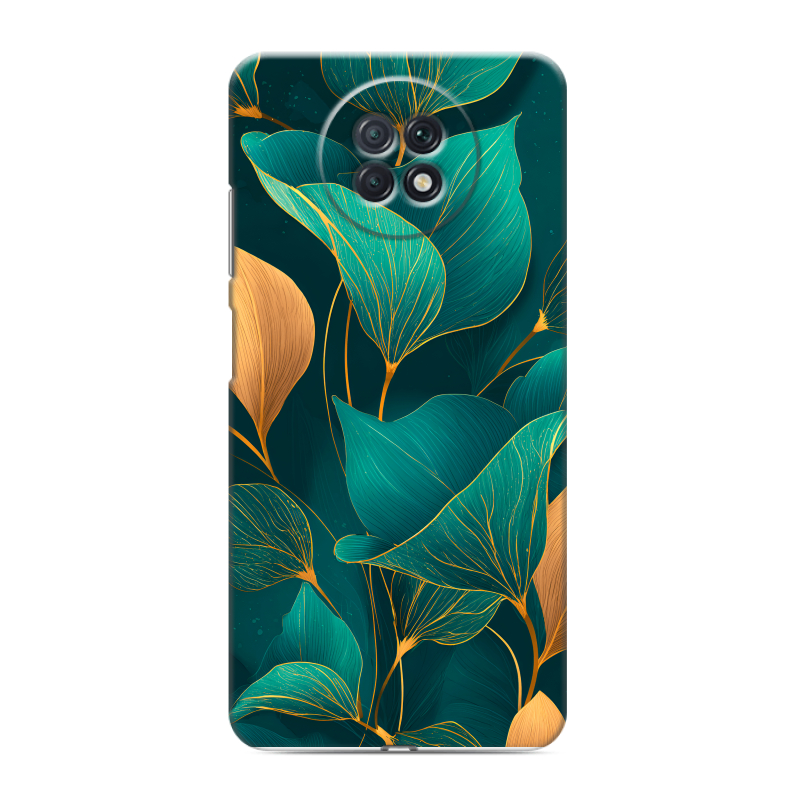 Силиконовый чехол на Xiaomi RedMi Note 9T с принтом Листья и золото Силиконовый чехол на Xiaomi RedMi Note 9T с принтом Листья и золото