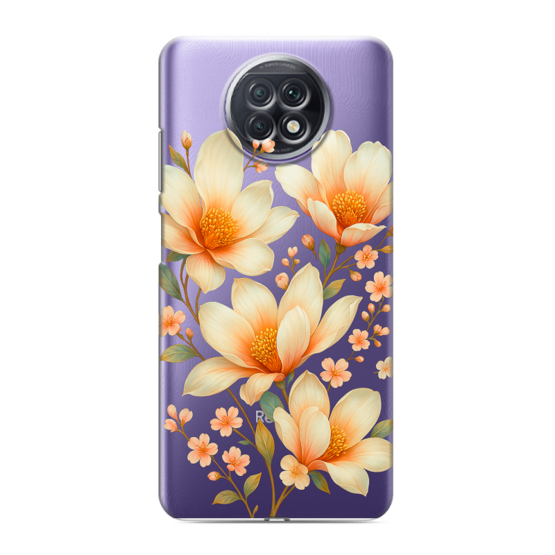 Силиконовый чехол на Xiaomi RedMi Note 9T с принтом Цветы Силиконовый чехол на Xiaomi RedMi Note 9T с принтом Цветы