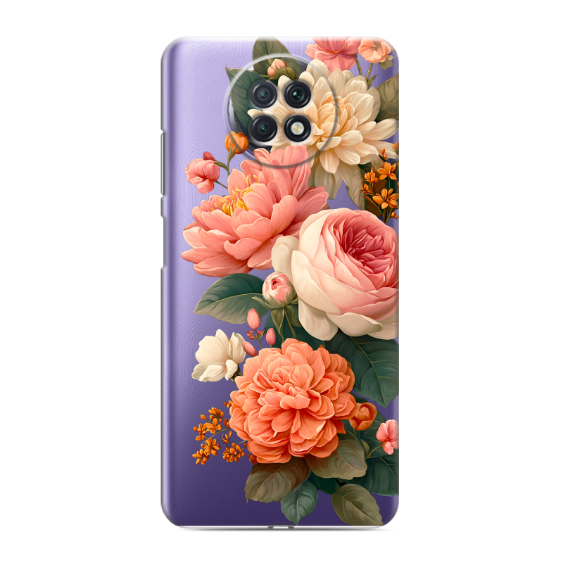 Пластиковый чехол на Xiaomi RedMi Note 9T с принтом цветы Пластиковый чехол на Xiaomi RedMi Note 9T с принтом цветы