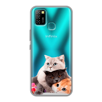 Силиконовый противоударный чехол на Infinix Hot 10 Lite с принтом Кошки