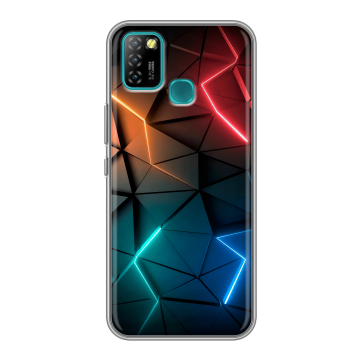 Силиконовый противоударный чехол на Infinix Hot 10 Lite с принтом Абстракция неон