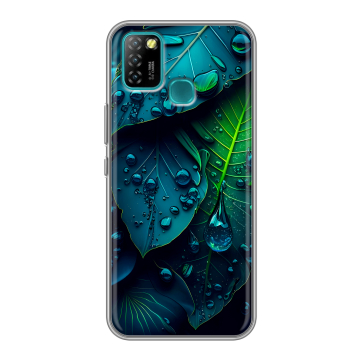 Силиконовый противоударный чехол на Infinix Hot 10 Lite с принтом Листья
