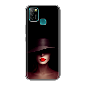 Силиконовый противоударный чехол на Infinix Hot 10 Lite с принтом Девушка в шляпе Силиконовый противоударный чехол на Infinix Hot 10 Lite с принтом Девушка в шляпе