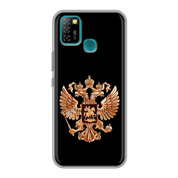 Силиконовый противоударный чехол на Infinix Hot 10 Lite с принтом Герб России золотой