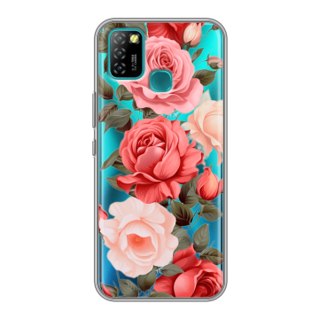 Силиконовый противоударный чехол на Infinix Hot 10 Lite с принтом Розы Силиконовый противоударный чехол на Infinix Hot 10 Lite с принтом Розы