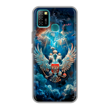 Силиконовый противоударный чехол на Infinix Hot 10 Lite с принтом Герб флаг России Силиконовый противоударный чехол на Infinix Hot 10 Lite с принтом Герб флаг России