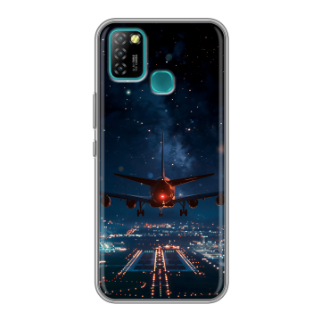 Силиконовый противоударный чехол на Infinix Hot 10 Lite с принтом самолет Силиконовый противоударный чехол на Infinix Hot 10 Lite с принтом самолет