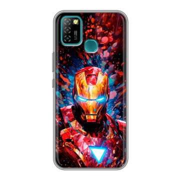 Силиконовый противоударный чехол на Infinix Hot 10 Lite с принтом Железный человек Ironman Силиконовый противоударный чехол на Infinix Hot 10 Lite с принтом Железный человек Ironman