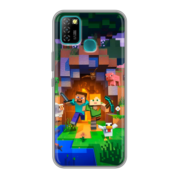 Силиконовый противоударный чехол на Infinix Hot 10 Lite с принтом Майнкрафт Minecraft