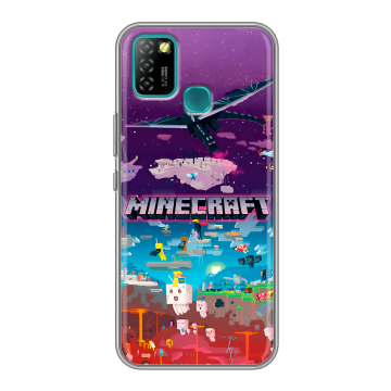 Силиконовый противоударный чехол на Infinix Hot 10 Lite с принтом Майнкрафт Minecraft Силиконовый противоударный чехол на Infinix Hot 10 Lite с принтом Майнкрафт Minecraft