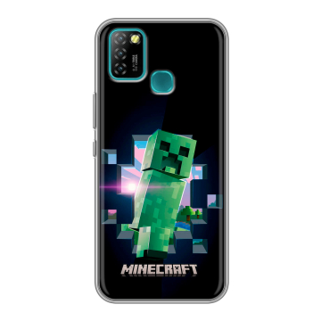 Силиконовый противоударный чехол на Infinix Hot 10 Lite с принтом Майнкрафт Minecraft Силиконовый противоударный чехол на Infinix Hot 10 Lite с принтом Майнкрафт Minecraft