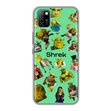 Силиконовый противоударный чехол на Infinix Hot 10 Lite с принтом Шрек Shrek