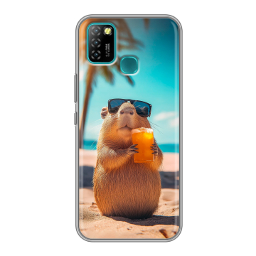 Силиконовый противоударный чехол на Infinix Hot 10 Lite с принтом Капибара Силиконовый противоударный чехол на Infinix Hot 10 Lite с принтом Капибара