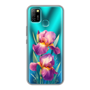 Силиконовый противоударный чехол на Infinix Hot 10 Lite с принтом Цветы орхидеи