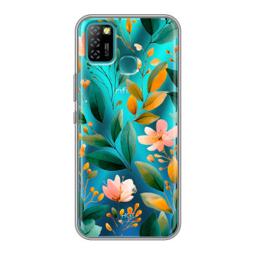 Силиконовый противоударный чехол на Infinix Hot 10 Lite с принтом Цветы паттерн