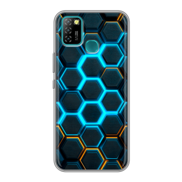 Силиконовый противоударный чехол на Infinix Hot 10 Lite с принтом Неоновые соты