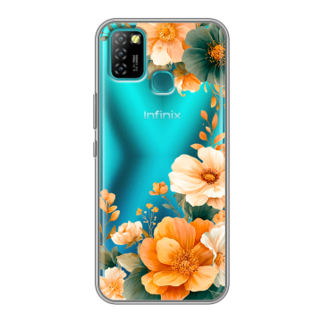 Силиконовый противоударный чехол на Infinix Hot 10 Lite с принтом Цветы принт