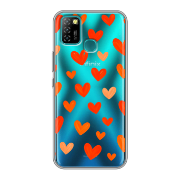 Силиконовый противоударный чехол на Infinix Hot 10 Lite с принтом Сердечки