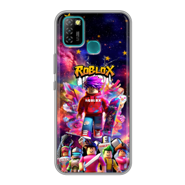 Силиконовый противоударный чехол на Infinix Hot 10 Lite с принтом Roblox Роблокс